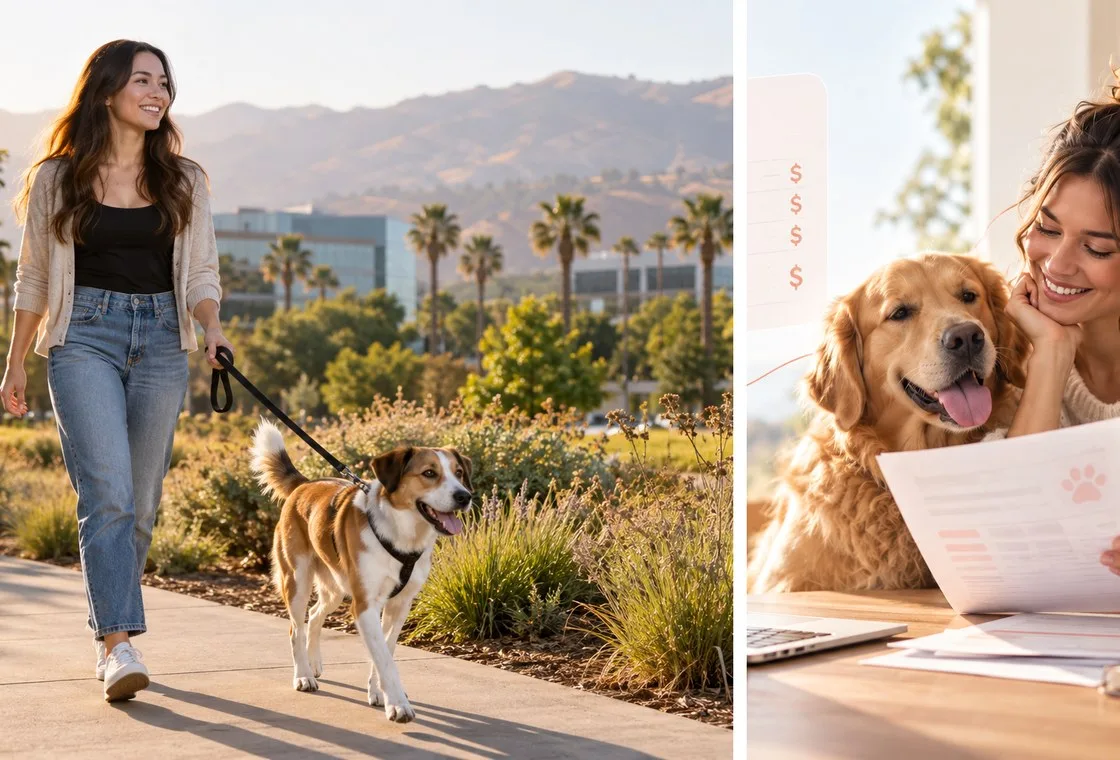 Pet owner in a location-focused insurance context